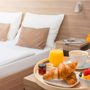 Refreshing continental breakfast serves in your room