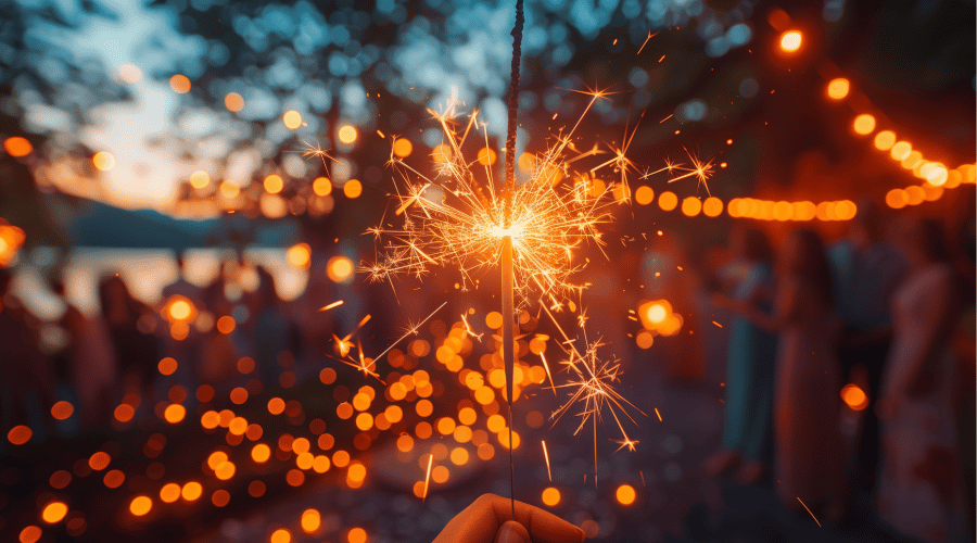 Sparklers in a garden